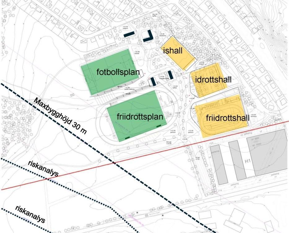 Sida 6 (9) Bild 4: Principunderlag för programinnehåll Bällsta IP Det område som föreslås markanvisas för idrottsplatsen är ytterst preliminärt avgränsat och kan komma att förändras med hänsyn till