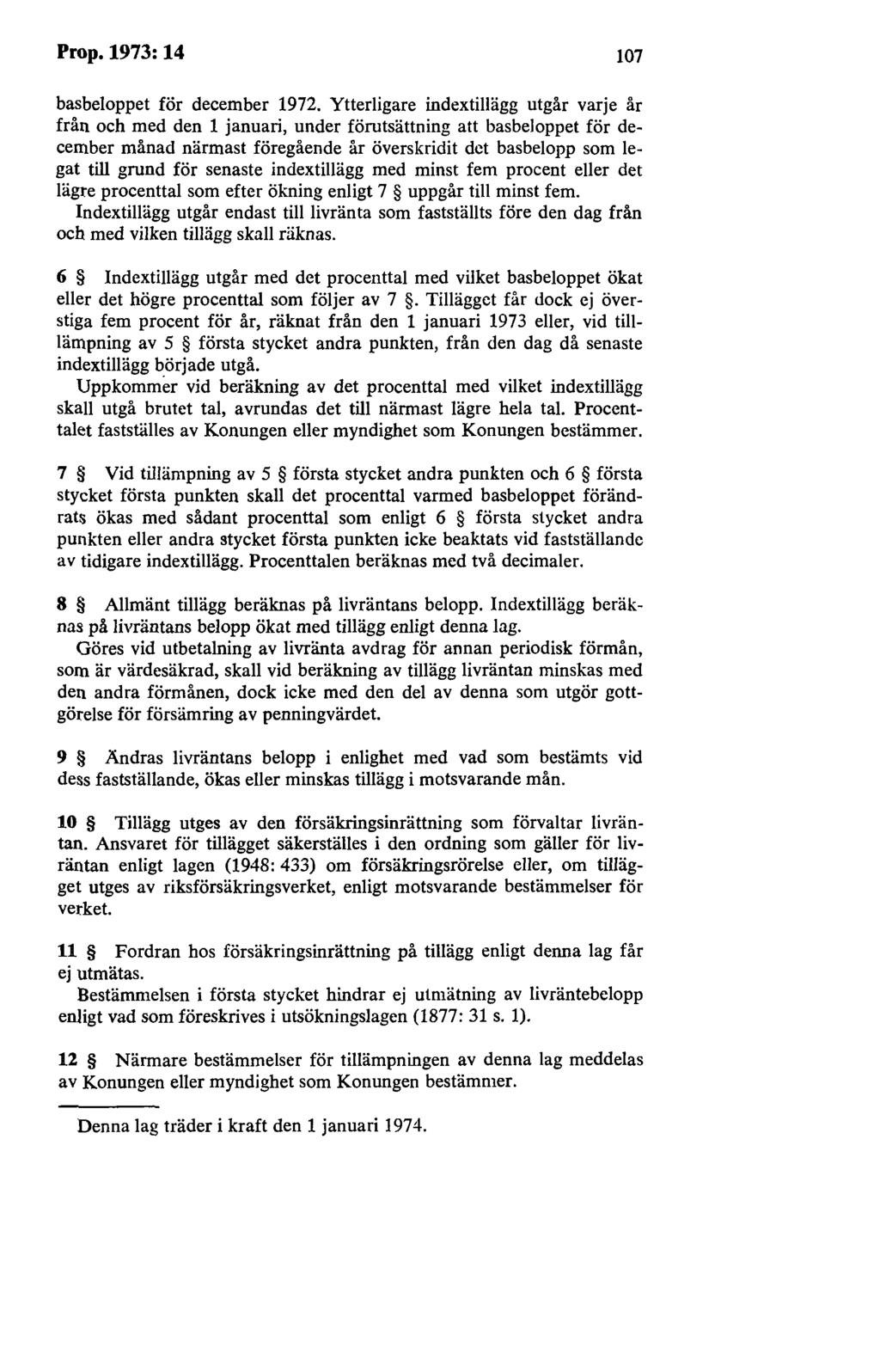 Prop.1973:14 107 basbeloppet för december 1972.