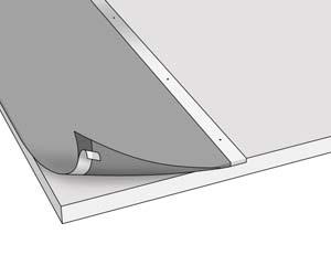 Om takfotsplåtarna monteras före underlagsmembranet, ska underlagsmembranet limmas med Kerabit Taklim på takfotsplåten, avvikande från de instruktioner som ges nedan.