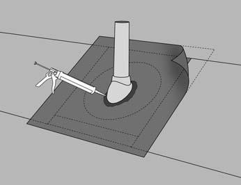 Runda genomföringar Täta runda genomföringar med genomföringstätningar som är kompatibla med yttertakmaterialet. Ta hänsyn till monteringsanvisningarna.