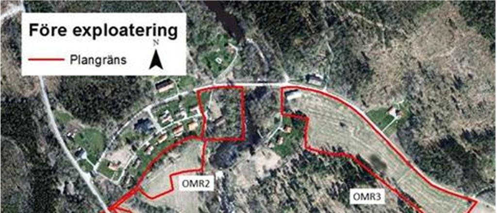 Figur 1. Skiss över fastigheten Svanå 2:58 Skultuna med omgivning. Skissen visar förslag till plangränser 2.