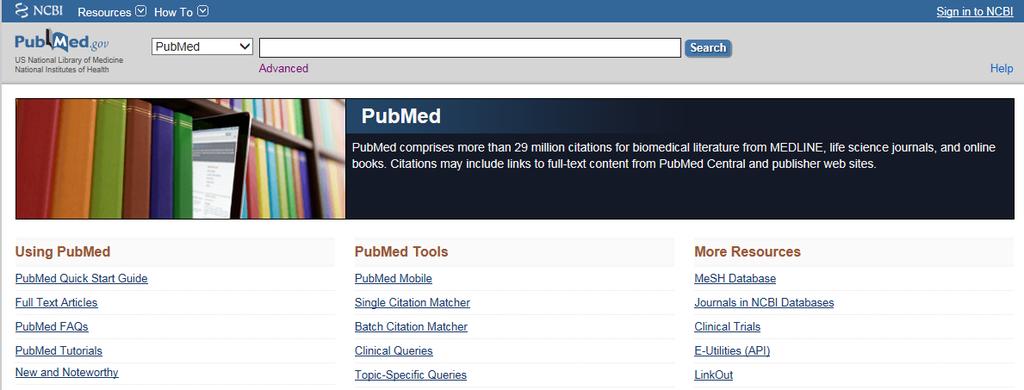 Stora PubMed-sökguiden Om databasen PubMed PubMed är en databas som produceras av National Center for Biotechnology Information (NCBI) vid National Library of Medicine (NLM) i USA.