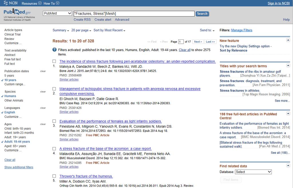 samtliga filter. Under Text availability kan du välja referenser som har abstract eller finns i fulltext. Om du väljer Abstract filtrerar du bort notiser m.m. som saknar abstracts.