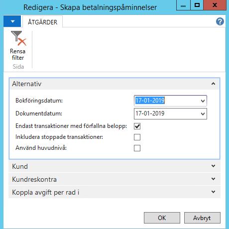 Gå till: Avdelningar Ekonomihantering Periodiska aktiviteter Kundreskontra Betalningspåminnelser Klicka på funktionsknappen Skapa betalningspåminnelser i menyn och