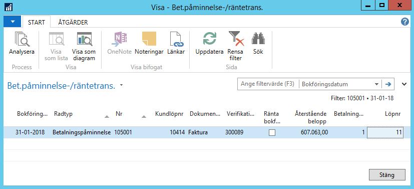(2), för att se hela det bokförda
