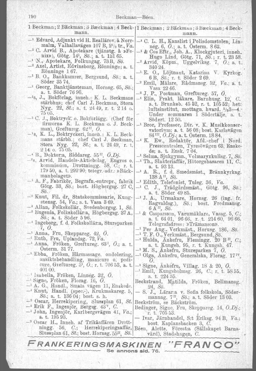HJO BeokmaniBåen. 1.Beckman ; 2 Bäckma~; ;> Breekman ; 4 Beck 1 Beokman 2 Bäekmau ; ;> Baickman ; 4 Beck 'mann. manu. I _l Edvard Adjunkt vid H.