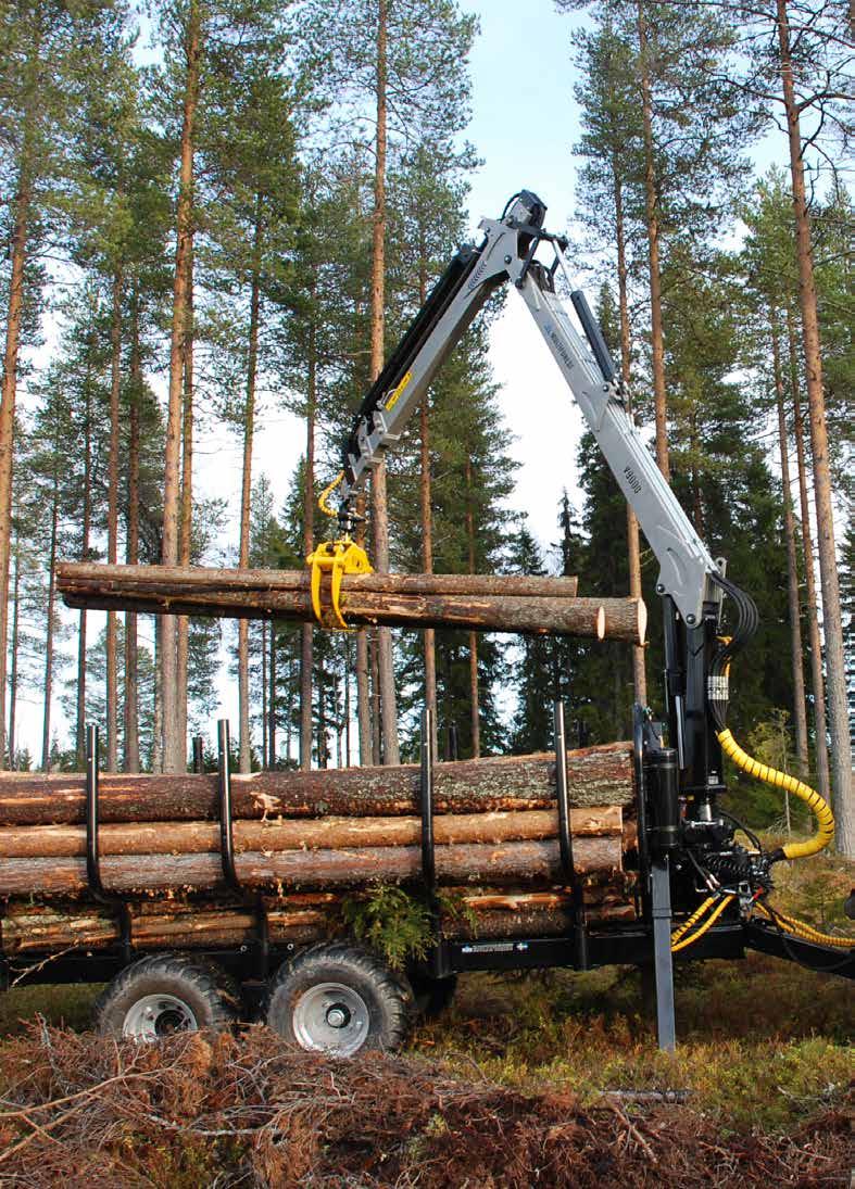 Brett program av både vik- och parallelkranar. Stöttor med rätt form. Godstjocklek 6-10 beroende på modell. Kraftigt vridhus och kranpall. Lågt placerad för låg tyngdpunkt och bra sikt.