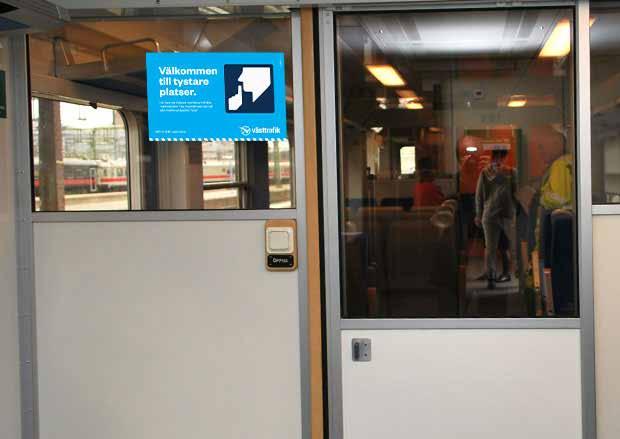 Interiöra dekaler trafikantinfo, tystare avdelning 1 X14-B-17 Vagndel B X14-B-21 A Tågvärd Toalett