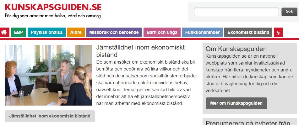 Kunskapsguiden.se Kunskapsguiden.se är en nationell webbplats som samlar kvalitetssäkrad kunskap från flera myndigheter och andra aktörer.
