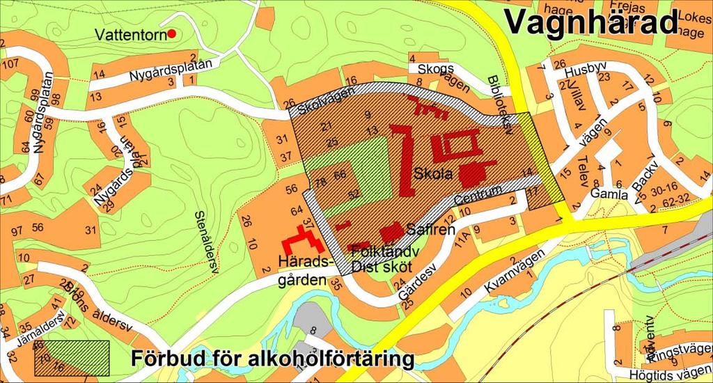 alkohollagen, får inte förtäras på offentlig plats inom områden markerade på nedanstående