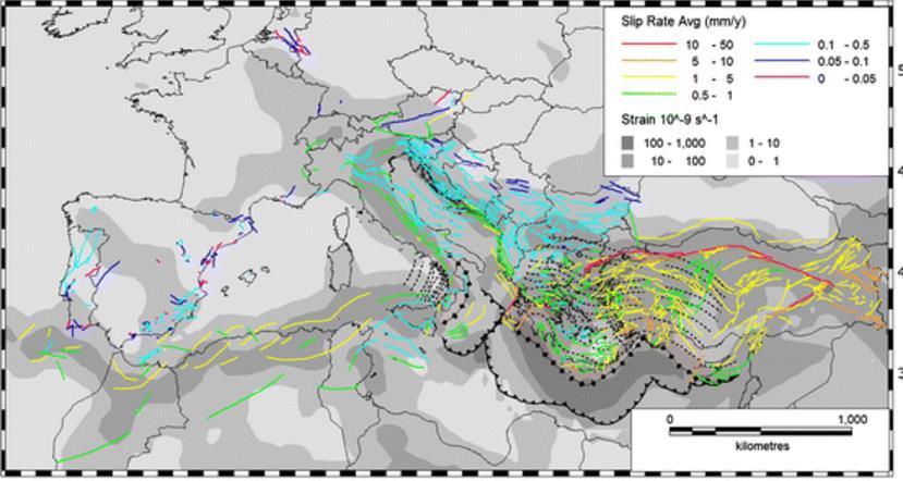 Database of Seismogenic Faults) innehåller förkastningar kapabla att förorsaka jordbävningar med magnitud M w 5.