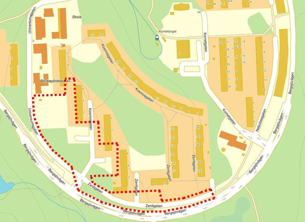 Figur 1. Ungefärligt läge för det undersökta området. (hitta.se) 4.2 Geotekniska förhållanden För detaljerad jordlagerbeskrivning, se bilaga 1:1-2.