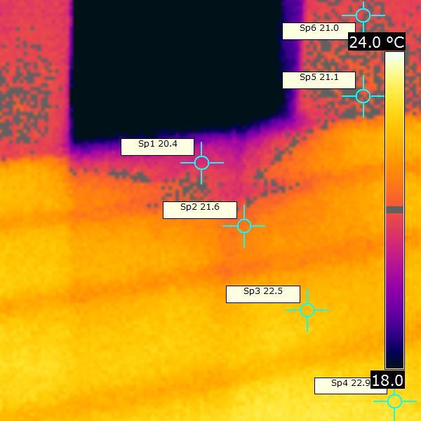 45 Figur 30 Termografering på golvet framför