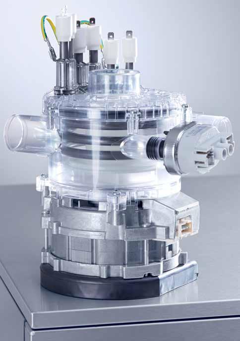 Innovation i detalj: högpresterande diskteknik och säkra rengöringsprocesser Patenterad BLPM-pump med variabelt varvtal Hjärtat i den nya generationen av diskdesinfektorer är BLPM-pumpen (Brushless