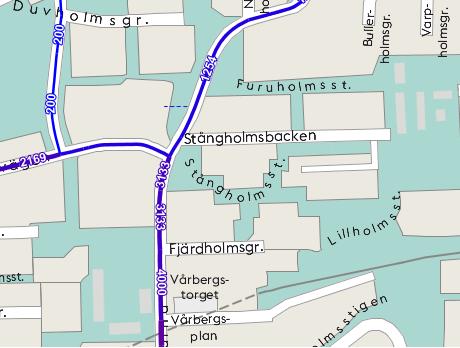 Figur 4: Trafikflöden räknat i ÅVDT, siffror och karta hämtade från Stockholms stad.