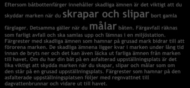 Om du har din båt på en asfalterad uppställningsplats är det lika viktigt att skydda marken när du skapar, slipar och målar som om den står på en grusad uppställningsplats.