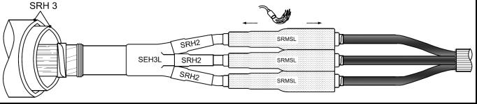 A: 3-3 13a) Centrera de svarta isolerslangarna SRMSL över SRMS-slangarna Krymp med början från