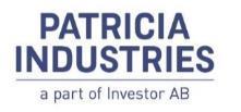 Patricia Industries företag är Mölnlycke, Permobil, Laborie, Piab, Sarnova, Aleris, BraunAbility, Vectura, Grand Group, Tre Skandinavien och Finansiella investeringar.