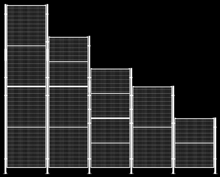 SYSTEMMÅTT Panelerna finns i olika standardhöjder och kan byggas i system från 1 400 mm till 4 250 mm.