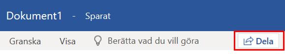 Dela En av de främsta fördelarna med Office online är att det är enkelt att dela filerna du arbetar med, och därmed också lättare att hitta den senaste versionen. 1.