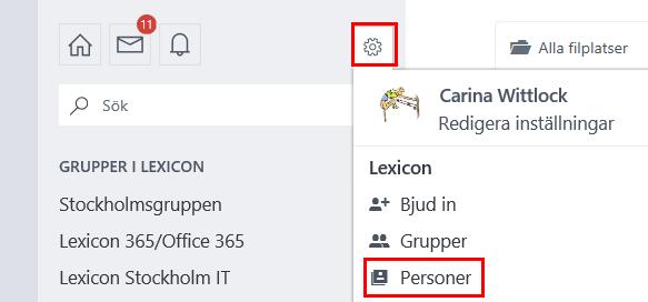 Fyll i den första delen av e-postadressen till aktuella personer. 3. Klicka på Bjud in. 2.