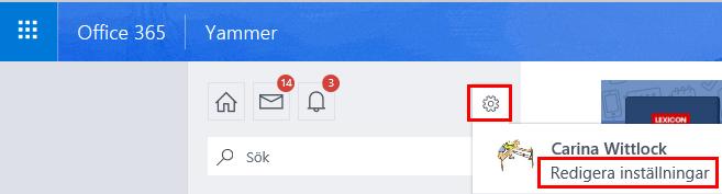 Personliga Yammer-inställningar I din Yammer-profil samlas all information om dig, inklusive konversationer och filer.