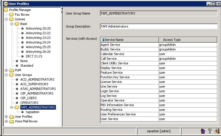 2.2.2 User groups TAPI_ADMINISTRATORS Följande Services förutom standardinstallerade krävs för att Flexi ska fungera. Calendar Service Används av Flexi i funktionen Kalenderkoppling.