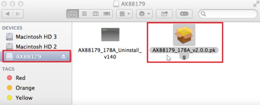 II-2. Mac OS Installation av drivrutin 1. Klicka på AX88179_178A.