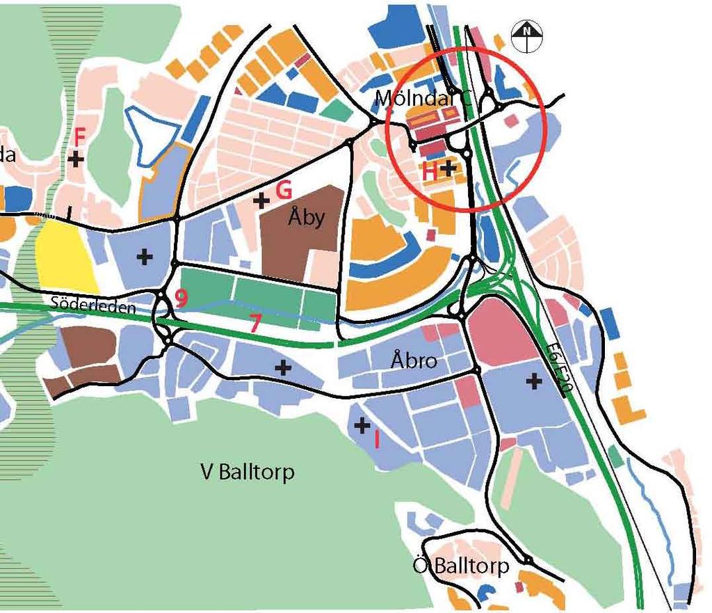 infrastrukturutveckling på kort sikt 5-7 år M ö l n d a l Markanvändning Idag pågår utbyggnad av bostäder i Eklandaområdet som under 2010 kommer att vara fullt utbyggt.
