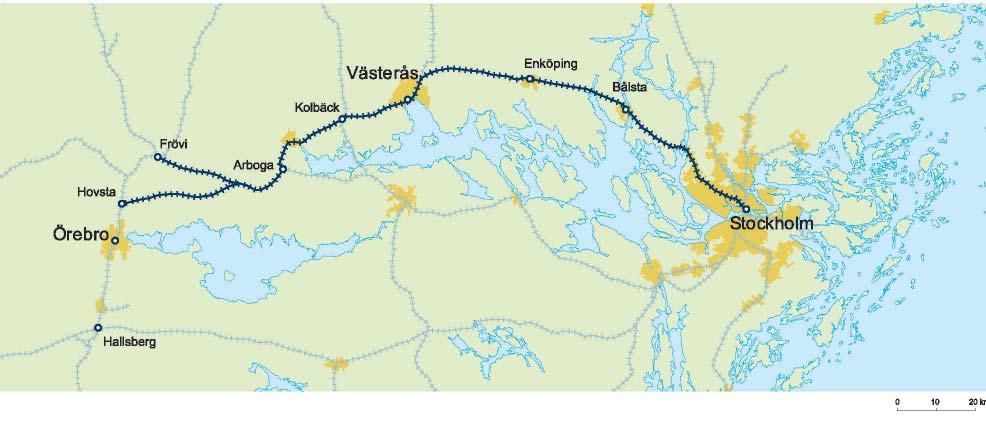 REGIONAL UTVECKLING Karta 4. Mälarbanan som går igenom fyra av Mälarregionens fem län (Stockholms, Uppsala, Västmanlands och Örebros län) 3.