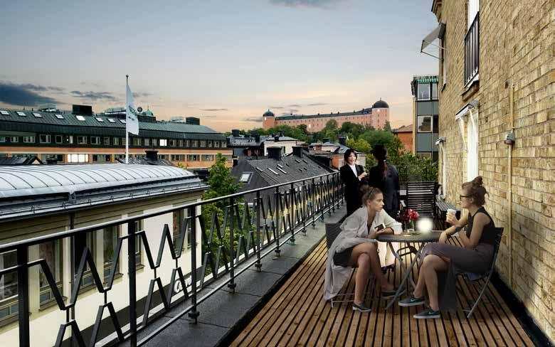 Planlösningen kan anpassas efter hyresgästens verksamhet. Egen terrass. pentry kontorslandskap kontor entré el el frd städ samtal möte samtalsrum/tele kop.