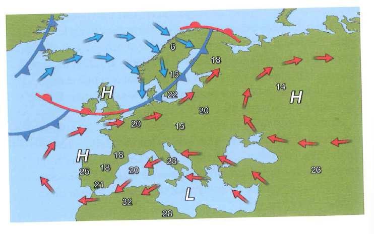 Väderkartor Högtryck Luften rör sig neråt ut mot