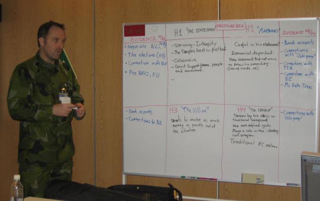 potential scenarios. The R&G players participated in the sub-groups as they had done over the previous days. The experiment was, however, nearly over and the mechanism was very brief.