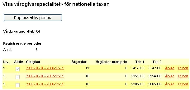 Detta gör du genom att klicka på knappen Ny nationell taxa.