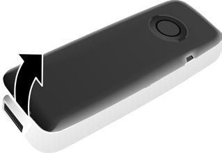 Komma igång Om du måste öppna batterilocket igen för att ansluta USB-kabeln eller byta batteri: Ta bort bältesclipet (om det är monterat).