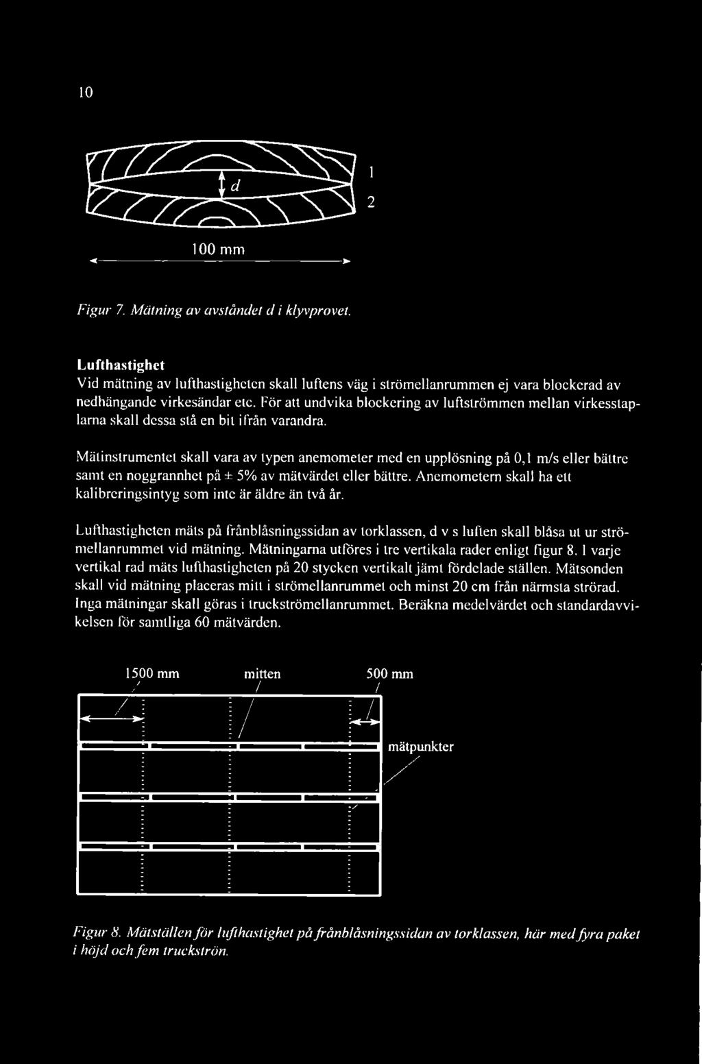 Mätinstrumentet skall vara av typen anemometer med en upplösning på 0,1 m/s eller bättre samt en noggrannhet pä ± 5% av mätvärdet eller bättre.