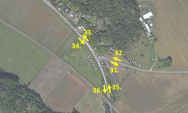 Nummer på trafikflöden i korsningen mellan Varbergsvägen och Vallbyvägen som