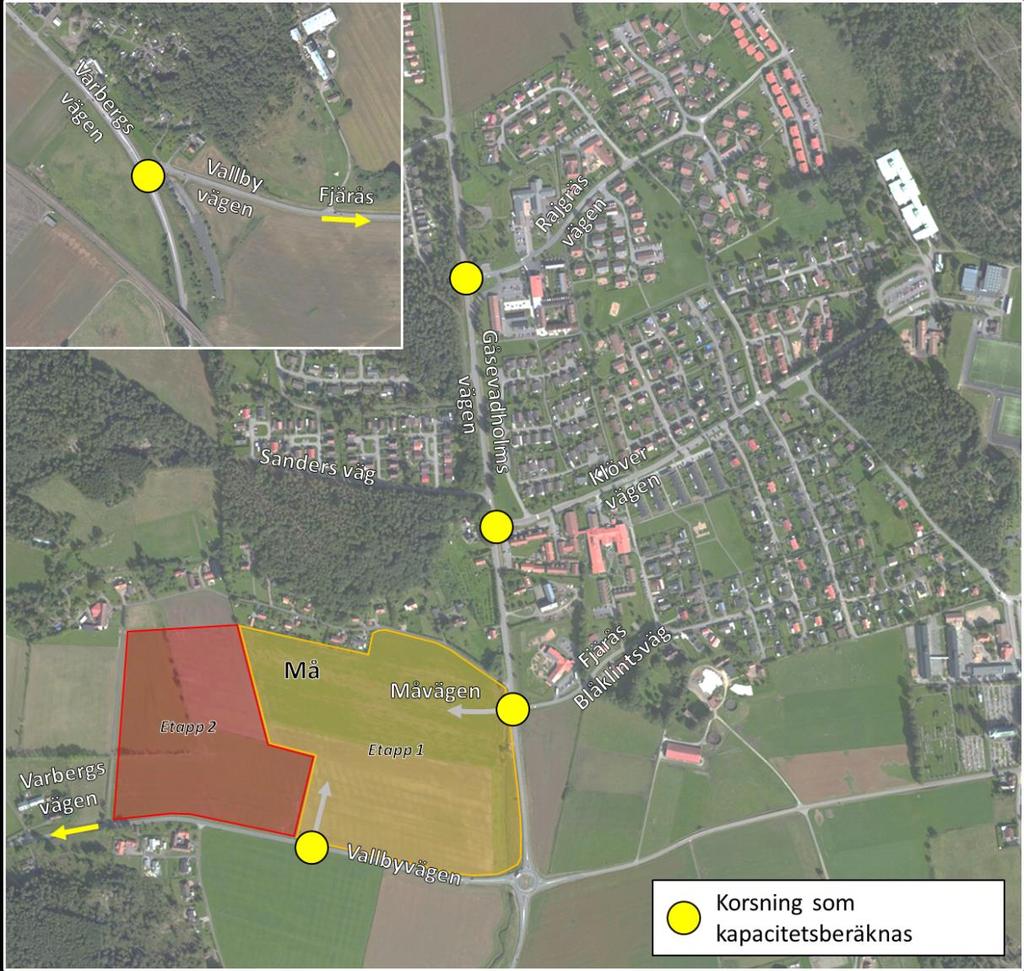 Figur 2. Mer detaljerad karta över Fjärås Kyrkby 1.