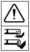 SE SVENSKA SYMBOLER Följande symboler finns på maskinen för att påminna Er om den försiktighet och uppmärksamhet som krävs vid användning. Symbolerna betyder: Varning!