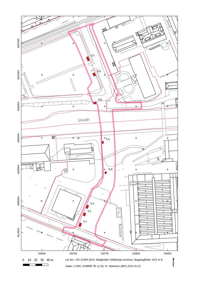 Fig. 1 En marinarkeologisk utredning (Lst Dnr: 431-31260-2014) har genomförts våren 2015 i Säveån(Rapport 2015:26 Bohusläns museum).