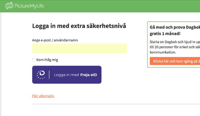 . Klicka på den orangefärgade länken Ändra inställningarna för Dagboksinnehavarens inloggning. Inställningar inloggning.