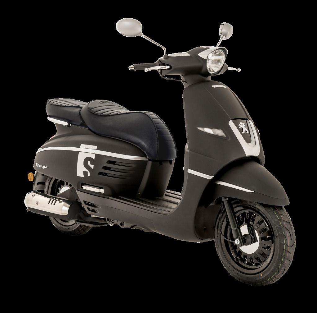 DJANGO THE NEO-RETRO SCOOTER Modern utrustning med retro style. Här är Django som är inspirerad av S55, den ikoniska scootern från 50-talet som levandegör the lion brand s spirit-.