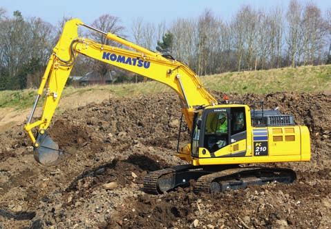 Säkerhet först Optimal arbetsplatssäkerhet Säkerhetsfunktionerna i Komatsu PC210/LC-11 uppfyller alla de senaste