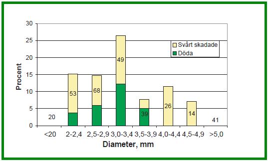2.4.2 Plantval Diametern på plantan är en väsentlig faktor för om den skall bli angripen av snytbaggen eller om snytbaggen väljer att ignorera den.