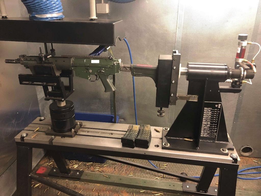 Figure 15. Test set-up, ballistic testing equipment from Evridge engineering company limited. Table 8.