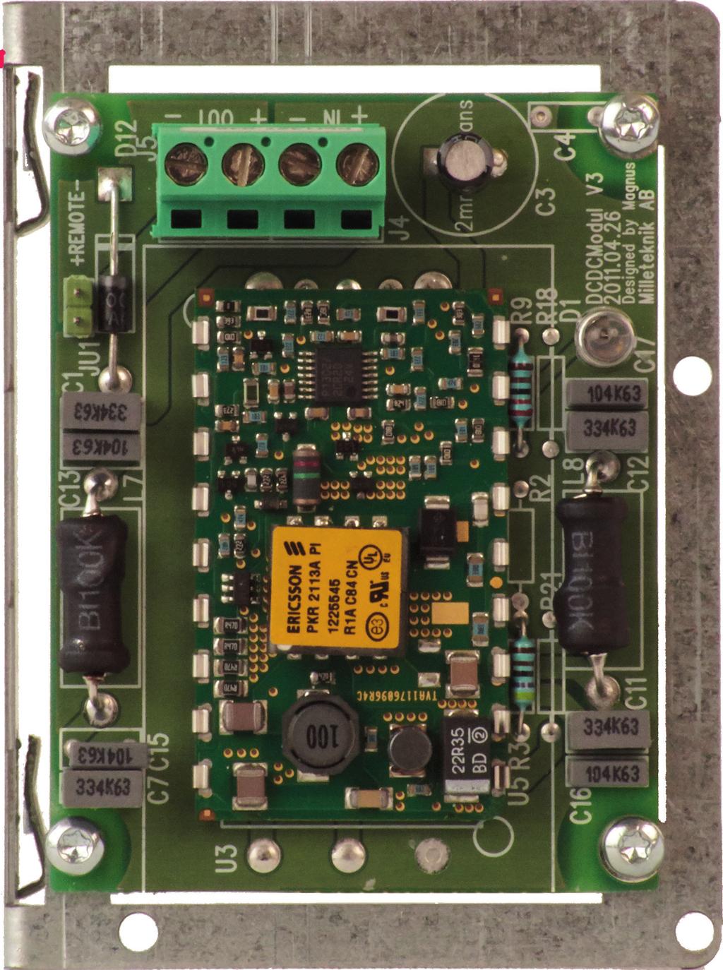 Med kortet medföljer: Dokumentation. Konsolfäste och skruv, (till T-4UT). Lastkabel, 2,5 mm2.