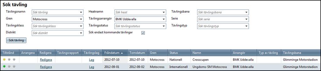 I tävlingens Redigeraläge finns en tidsaxel högst upp där man kan följa förloppet och i vilket läge tävlingen befinner sig i.