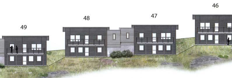 gatunivå till fasader vända från gatan och i huvudsaklig sydvästlig riktning, inte