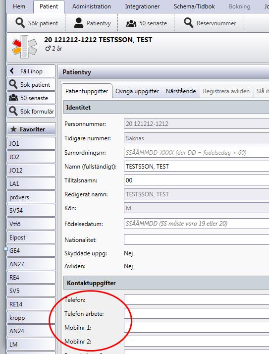 Sida 2 (5) Att föra in patientens telefonnummer i Journalia och VAS I VAS finns fyra fält för telefonnummer till patienten och i journalia tre.