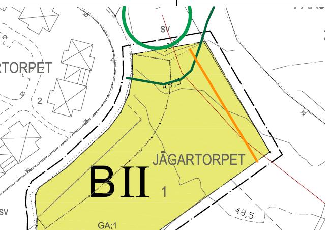 Samrådsredogörelse Detaljplan för del av Jägartorpet 1 och 2, Färjestad (området inom grön ring) i samband med exploateringen. Flytten av stigen utförs och bekostas av exploatören.